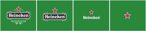 Heineken uses the same logo on its website and business cards. However, it has created a separate version of the logo for use in small sizes.