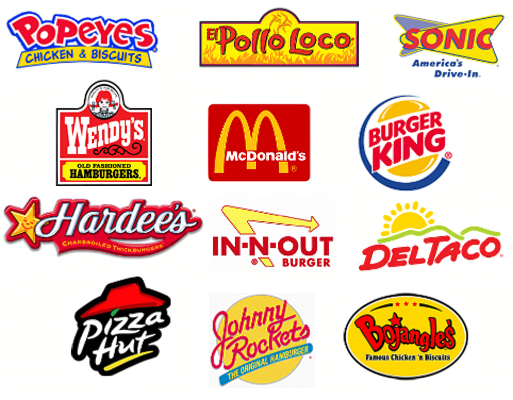 Popular Fast Food Restaurants with Red Colours.