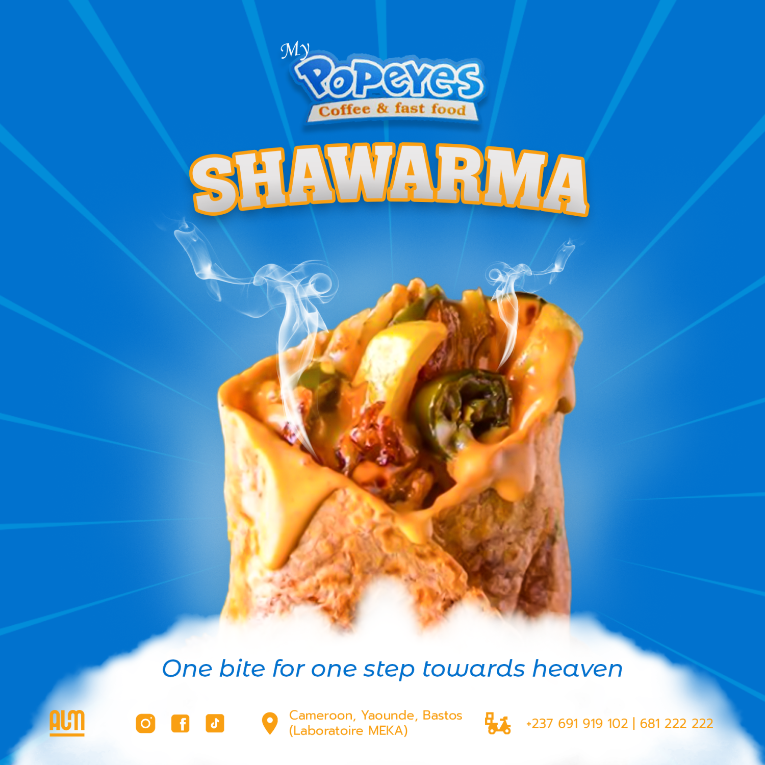 image of a social media post promoting popeyes shawarma